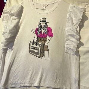 Love + Lace Graphic Diva Ruffle Top